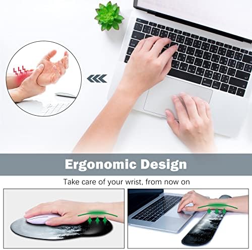 ARTSO Large Mouse Pad Ergonomic Keyboard Wrist Rest Support, Memory Foam Extended Desk Mat Protector, Non-Slip Desk Blotter for Office, Home, Night Moon Forest - Image 4