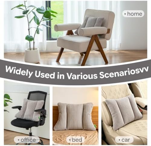Lumbar Support Pillow 3 Section Back Pillow Office Chair for Back Support Comfortable Lumbar Cushion for Car Seat Pain Relief Sofa Rest (Grey) - Image 4