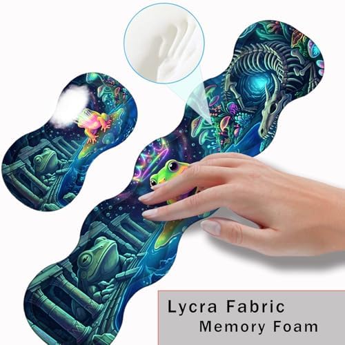 Keyboard Wrist Rest and Mouse Pad with Wrist Support Set Ergonomic Coaster,Memory Foam,Easy Typing Pain Relief,Large XL Desk Mat 31.5"x 11.8",Colorful Frog - Image 5