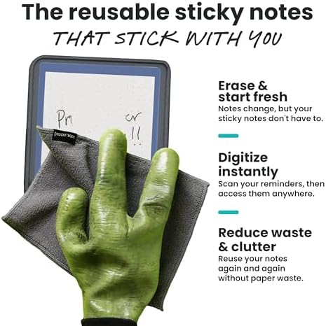 Rocketbook Reusable Smart Sticky Notes, Restickable Memo Pad, 3"x3" - Image 4