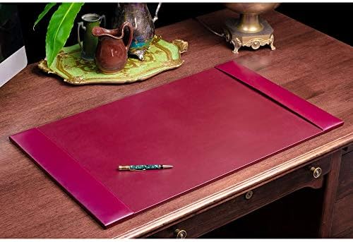 DACASSO Bonded Leather Desk Pad with Side Rails - Luxury Leather Desk Blotter for Writing - Padded Executive Desk Surface Protector - ( Burgundy, 30” x 18”) - Image 2