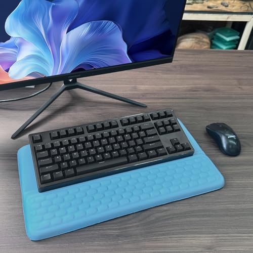Computer Keyboard Stand with Wrist Rest, Ergonomic Tilted Keyboard Holder - Keyboard Riser with Wrist Pad - Keyboard Tray Support for Office Home - Blue - Image 7