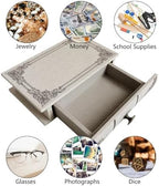 Vintage Book Storage Box with Drawer, Natural Linen-Textured Cover with Classic Frame Pattern, Hidden Organizer for Jewelry, Keepsakes or Desktop Use 9.5″ x 6.7″ x 2″ - Image 3
