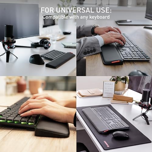 CHERRY PALMREST Ergo, Extra-Wide Ergonomic Wrist Rest, Compatible with Any Keyboard, Extendable Feet, 3 Different Tilt Angles, Comfortable, Non-Slip Bottom, Black - Image 4
