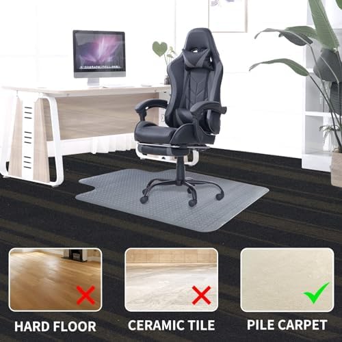 Chair Mat for Carpeted Floor with Lip,47''×36'' PVC Carpet Protector for Low Pile Carpets Heavy Duty Effective Grip Anti-Slip,Won't Crack,Easy to Clean for Office and Home - Image 2