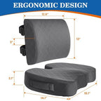 Back&Seat Cushion, Chair Cushions, Lumbar Back Support Pillow, Grey/Large - Image 2