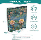 JIPONI 3 Ring Binder Lotus Monet 1 Inch Round Binders for Men Women Students, Cute File Organizer for Office Home School - Image 5