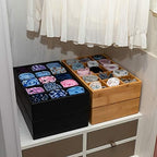 GOBAM Bamboo Closet Drawer Organizer, 15 Compartments - Drawer Divider & Storage Box for Ties, Bras, Briefs, Socks & Jewelry - Storage Organizer for Dressing Room & Bedroom - Black - Image 6