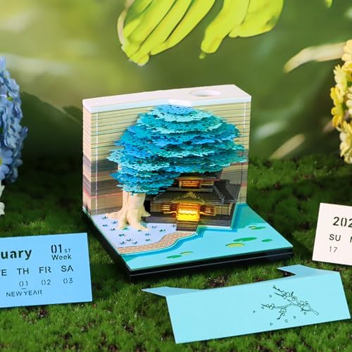 3D Time Piece Calendar, 2027 Desk Calendar With LED Light, 3d Tree Memo Pad Creative Desk Calendar, Christmas Gift for Colleague Friend, Desktop Decoration - Image 2