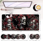 Large Keyboard Mouse Pad Set, Extended Mouse Pad+Keyboard Wrist Rest Support, Memory Foam Ergonomic Easy Typing, 4Pcs (31.5×11.8 in) Desk Pad Set for Office Home,Rose Skull - Image 6