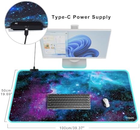 Mydours 40" x 20" RGB Gaming XXL Large Mouse Pad (Purple Universe) - Image 3