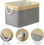 TheWarmHome Storage Basket for Organizing - Fabric Large Cubes 3 Pack 16x12x12 inch Baskets, Cube Storage Bin for Shelves Organizer Closet Cloth Gift Toy (Gold & Grey) - Image 6