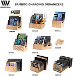 MobileVision Bamboo Multi Device Inclined Organizer for Smartphones, Tablets and Laptops, Upright Sections, Step Sorter, 5 Slots - Image 6