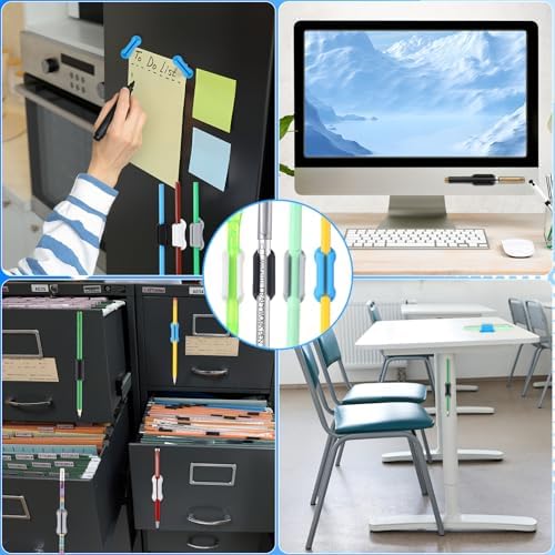 Sherr 60 Pack Adhesive Silicone Pencil Holders Bulk for Desk,Wave,Neutral - Image 6