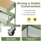 3 Tier Rolling Cart with Table top, Metal Rolling Utility Cart, Sturdy Storage Organizer Cart with Locking Wheels & Hooks for Office, Classroom, Kitchen and Bathroom - Image 2