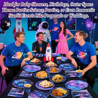 450 Pcs Tableware Set, Serve 50, Blue Purple, Space Galaxy - Image 4