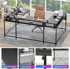 GAOMON U Shaped Desk, 79" U Shaped Gaming Desk with Monitor Stand and LED Lights, Reversible Long Shaped Large Computer Desk with Power Outlets, Large Corner Office Desk with Storage Bag and Hooks - Image 5