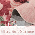 DUKINO 5x7 Area Rugs for Bedroom, Floral Washable Rug Non Slip, Pink - Image 6