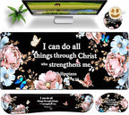 Extended Large Mouse Pad Set 31.5 x 15.7 – Christian Floral All-in-One Desk Set with Keyboard Wrist Rest, Mouse Wrist Rest & Coaster, Ergonomic Desk Accessories for Women, Faith-Inspired Office Gift by Unknown