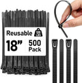 Reallnaive 500 Pcs 18 Inch Reusable Zip Ties Outdoor Heavy Duty 120lbs by Reallnaive