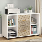 Tribesigns 2 Drawer File Cabinet, Large Mobile Lateral Filing Cabinet for Letter Size, Printer Stand with Storage Shelves and Rolling Wheels for Home Office (White) by Tribesigns