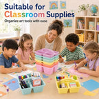 gisgfim 6 Pack Plastic Classroom Caddy with 4-Compartments Plastic Storage Caddies with Handle 4 Compartments Table Caddy Organizer Versatile Table Caddies for Classroom Office, Pastel Color - Image 5