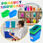 Jinei 24 Pack Book Bins for Classroom with Name Labels, Blue and Green - Image 4