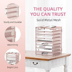 9-Tier Paper Organizer for Desk, Letter Tray with Handles, Pink, 2 Pack - Image 5