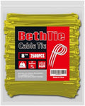 BethTie 8 Inch Yellow Zip Ties 2500 Pcs, 65 LBS UV Resistant Cable Ties by Youroutdoorcompanion