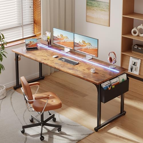DurayLoly 71 Inch Office Desk with Waterproof LED Lights for Home Work - Image 3