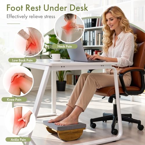 Wooden Under Desk Foot Rest with Detachable Cushion - Image 3