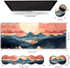 Ergonomic Keyboard Wrist Rest and Mouse Pad Wrist Rest Set, Large XXL Gaming Mousepad 31.5"x 11.8", Memory Foam, Easy Typing Pain Relief, Multifunctional Desk Mat for Office & Home, Mountain Sunrise - Image 2
