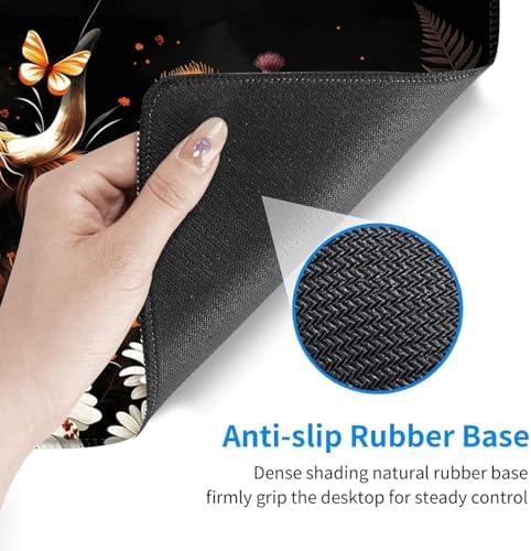 Desk Mat, Mouse Pad with Wrist Rest, 4-in-1 Large Mouse Pads for Desk, Ergonomic Mouse Pad and Keyboard Wrist Rest Gaming Keyboard Mat for Office,Highland Cow Flowers Butterfly - Image 4