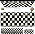 3Pcs Mouse Pad Set, Black White Checkerboard Large Gaming Mouse Pad with Stitched Edge, Ergonomic Memory Foam Keyboard Wrist Support and Mouse Wrist Rest Cushion, Pain Relief Non-Slip Desk Pad Combo by SROJDHFJB