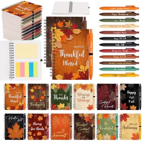 Fall Notebooks with Pens Bulk, 24 Sets, 5.5 x 4.7 In, Maple Leaves by Culudea