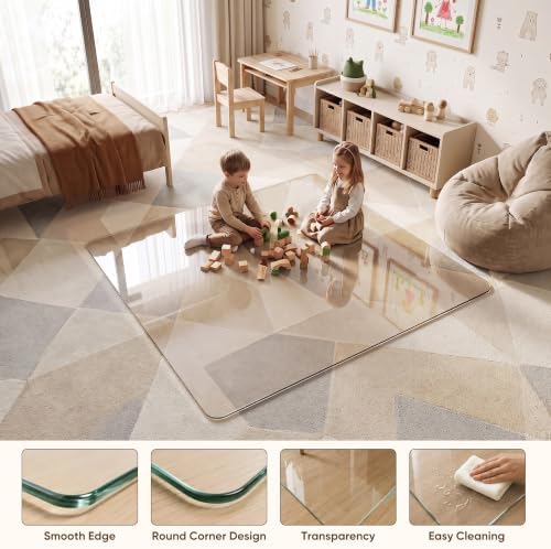 Antok Tempered Glass Chair Mat, 45"x60" Office Chair Mat for Carpet & Hardwood Floors, Heavy Duty 1/5" Desk Chair Mat for Smooth Rolling at Home or Office - Image 6