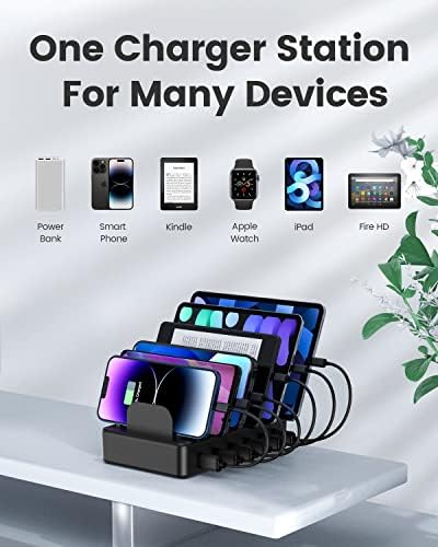 50W 6 Ports Multi Charger Station, USB Charging Dock for Multiple Devices - Image 4