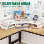 OPNICE Desk Organizer and Accessories, Computer Monitor Stand Riser with Drawer and 2 Pen Holders, Laptop Stand, Office Desk Accessories for Office Supplies, White - Image 7