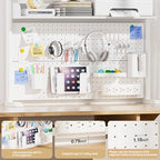 Adjustable Desktop Hutch Bookshelf with Pegboard, 38.9" Wide - Image 7