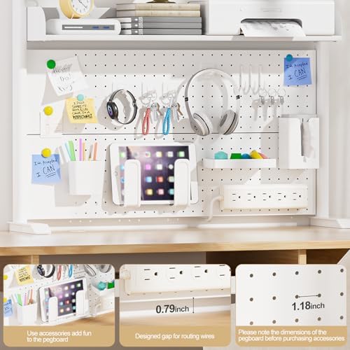 Adjustable Desktop Hutch Bookshelf with Pegboard, 38.9" Wide - Image 7