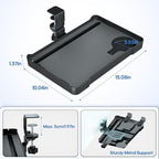 KDD Under Desk Organizer - 360° Rotating Clamp-On Tray with Headphone Hook, Phone & Tablet Holder, Cup Holder, and Cable Management - No Drilling Desk Storage Accessories for Office and Home - Image 6