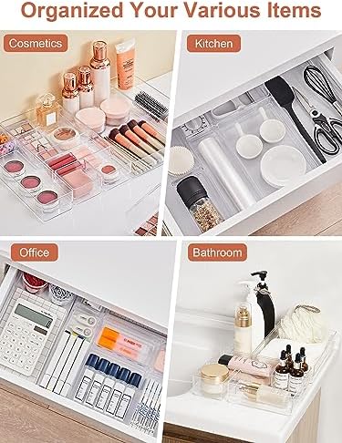 SMARTAKE 20-Piece Drawer Organizer with Non-Slip Silicone Pads, 7-Size - Image 6