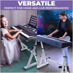 Liquid Stands Keyboard Stand w/ Wheels - Z Style Adjustable & Portable Professional Heavy Duty Digital Piano Stand - Fits 54-88 Key Electric Pianos - Sturdy Rolling Musical Keyboard Stand (White) - Image 6