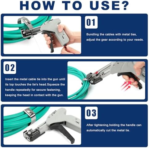 Zhushan Stainless Steel Cable Tie Gun, Auto Tighten & Cut Tool for 4.6–7.9mm Metal Ties, 4-Level Tension, Heavy-Duty & Easy to Use - Image 6