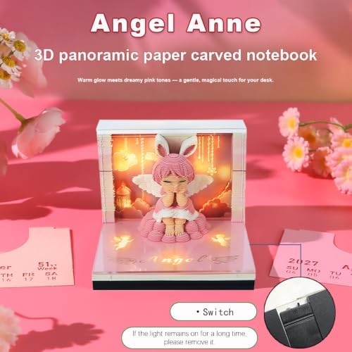 3d Calendar 2027,Hand Tear DIY Art 3d Calendar,Perfect Combination Of Artistic And Practical Design With Lights,Suitable For Note Taking,Decorative Ornaments,Holiday Gifts (Angel Anne) - Image 2