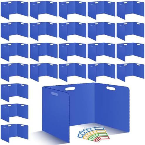 24 Pcs Desk Dividers for Students Classroom Plastic Privacy Folders Blue Test Dividers for Students Desks Trifold Privacy Panel Partitions for School Teacher Supplies(24pcs Blue) by ZSMKJIAYE
