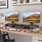 WESTREE Triple Dual Monitor Stand Riser with Drawer,Extra Large Adjustable for 2~3 Monitors,Solt for Phone & Tablet, Desktop Organizer Stand for Computer,Laptop,Printer,TV - Image 4