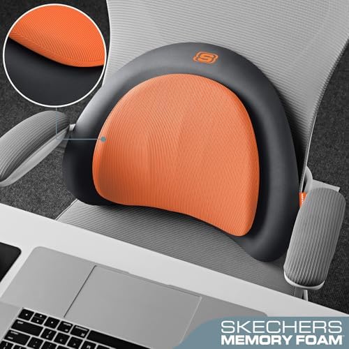 Skechers Lumbar Pillow Premium Memory Foam, Double-Layer-Office Chair Cushion for Tailbone Pain Relief,Butt Pillow for Office Chair,Car seat Cushion,Long Sitting Office Workers,and Car Drivers,Orange - Image 4