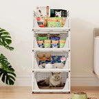 Pinkpum Stackable Plastic Storage Basket, Foldable Closet Organizers, Drawer Shelf Storage Container/Bins for Wardrobe Kitchen Bathroom Office Dorm, White, 4 Packs - Image 2