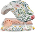 2-in-1 Ergonomic Set, Wave Keyboard Wrist Rest and Massage Slope Mouse Pad Wrist Support, Rebound Memory Foam for Relieve Carpal Tunnel Syndrome and Wrist Pain (Pink Flowers) by Gleamtide